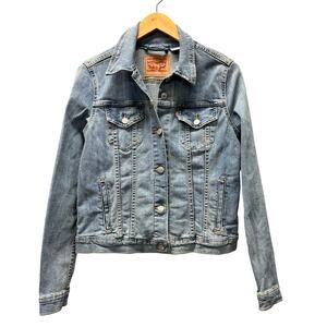 Levi's Jean Jacket Womens Large Trucker Classic Blue Denim Button Up